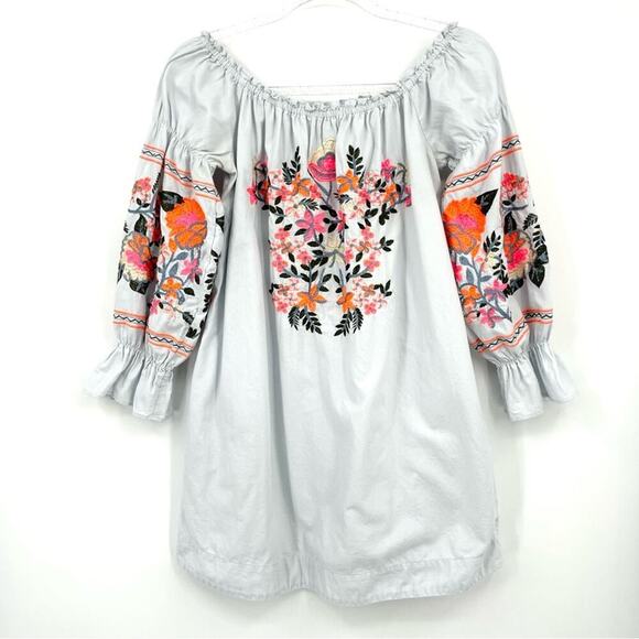 Free People Fleur Du Jour Shift Dress Size XS Embroidered Off Shoulder - Picture 2 of 15